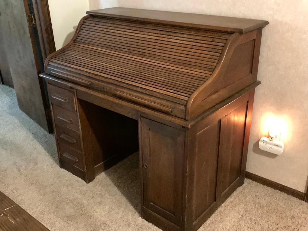 Antique Roll Top Desk. This is 44" T x 48" W x 30" D - As Pictured