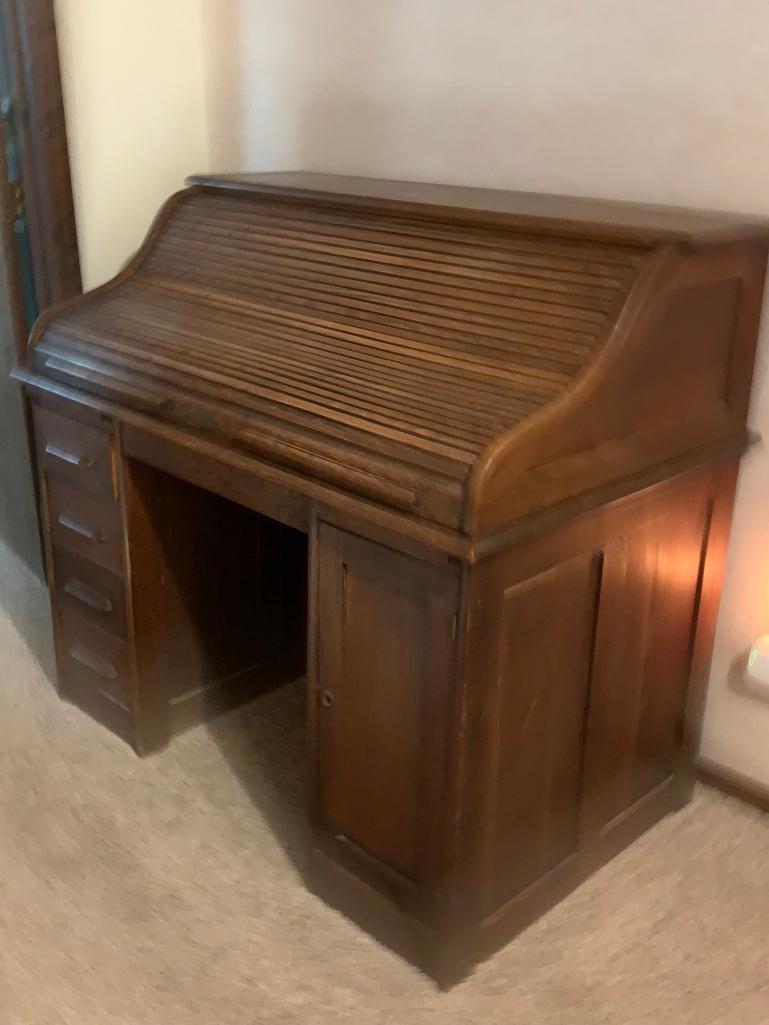 Antique Roll Top Desk. This is 44" T x 48" W x 30" D - As Pictured