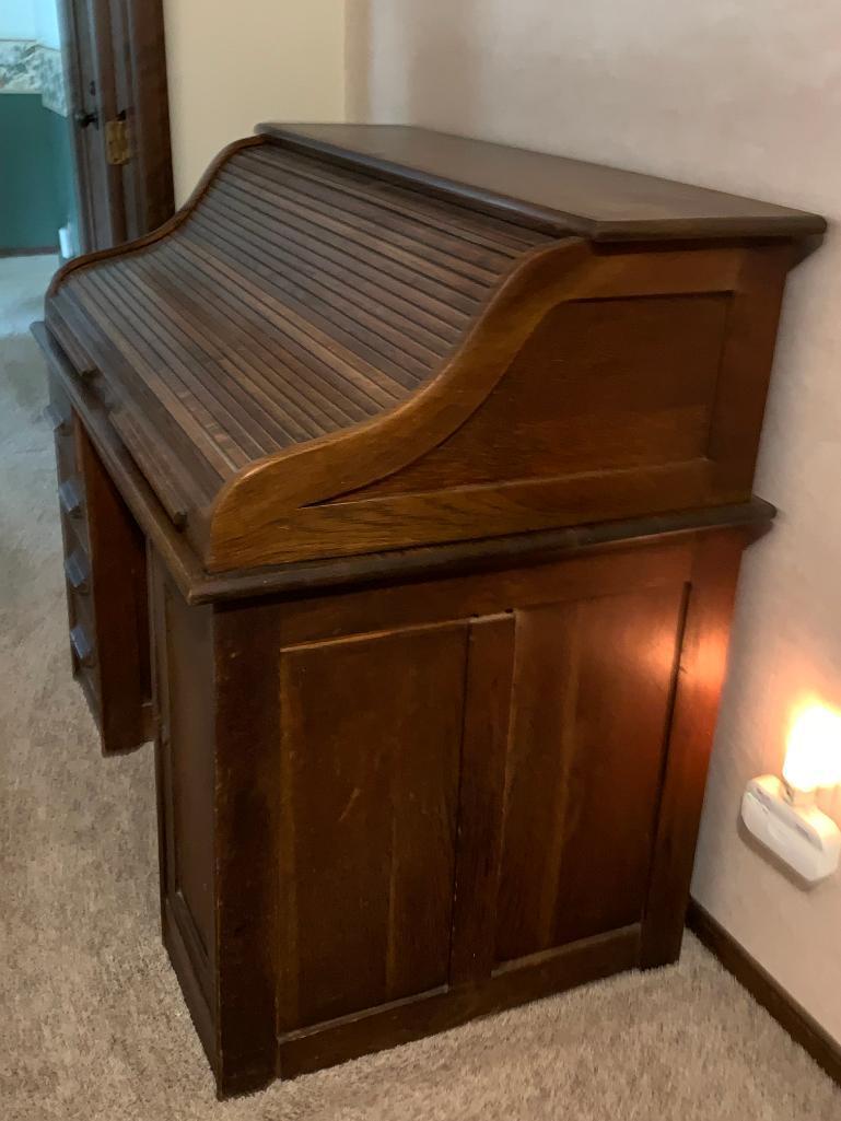 Antique Roll Top Desk. This is 44" T x 48" W x 30" D - As Pictured