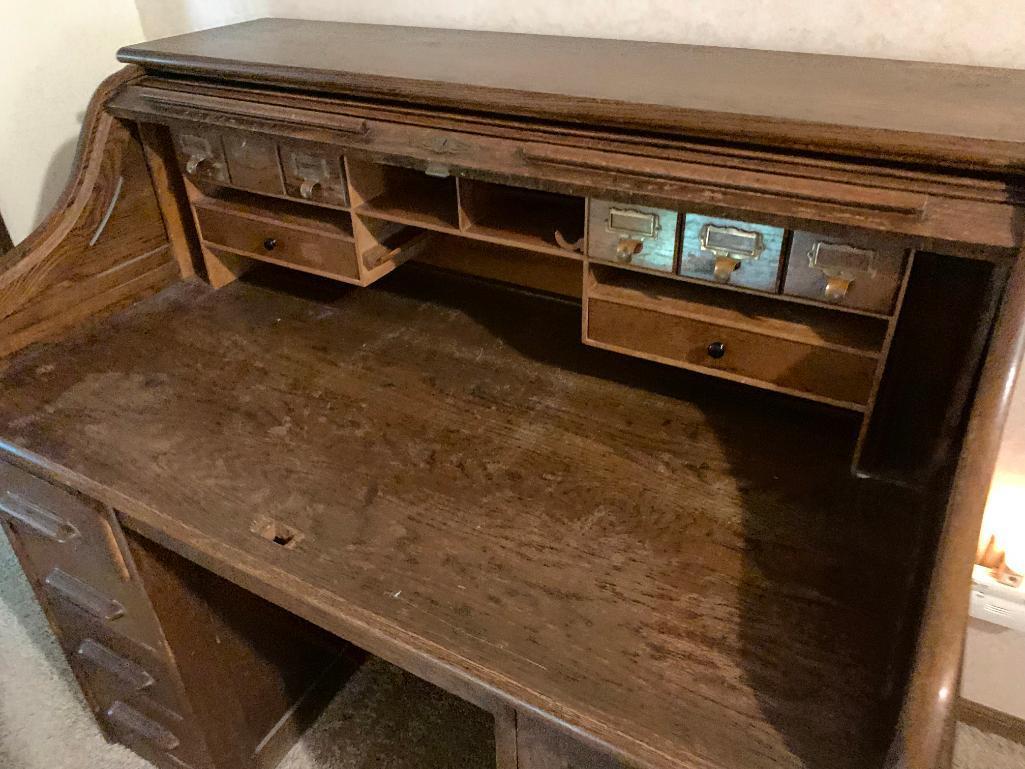 Antique Roll Top Desk. This is 44" T x 48" W x 30" D - As Pictured