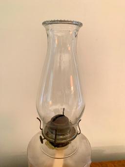 19" Antique Glass Oil Lamp. - As Pictured