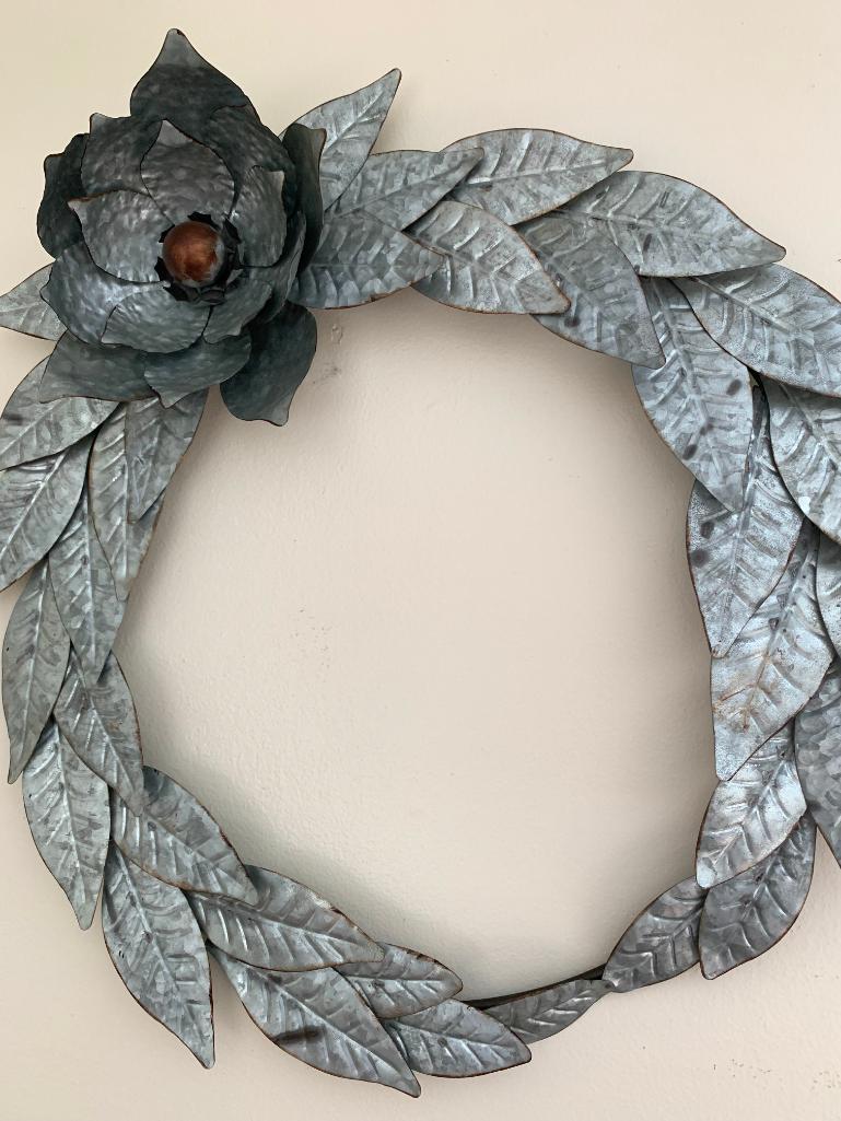 Floral Metal Wreath Wall Decor. This is 26" in Diameter - As Pictured