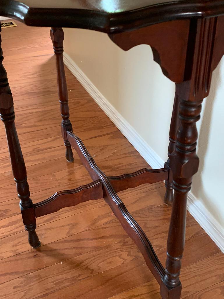 Antique Wood Side Table. This is 29" T x 28" W x 19" D - As Pictured