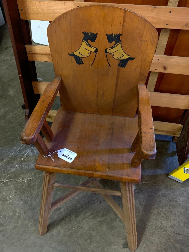 Vintage Childs High Chair w/Scottie Dog Detail. This is 38" Tall