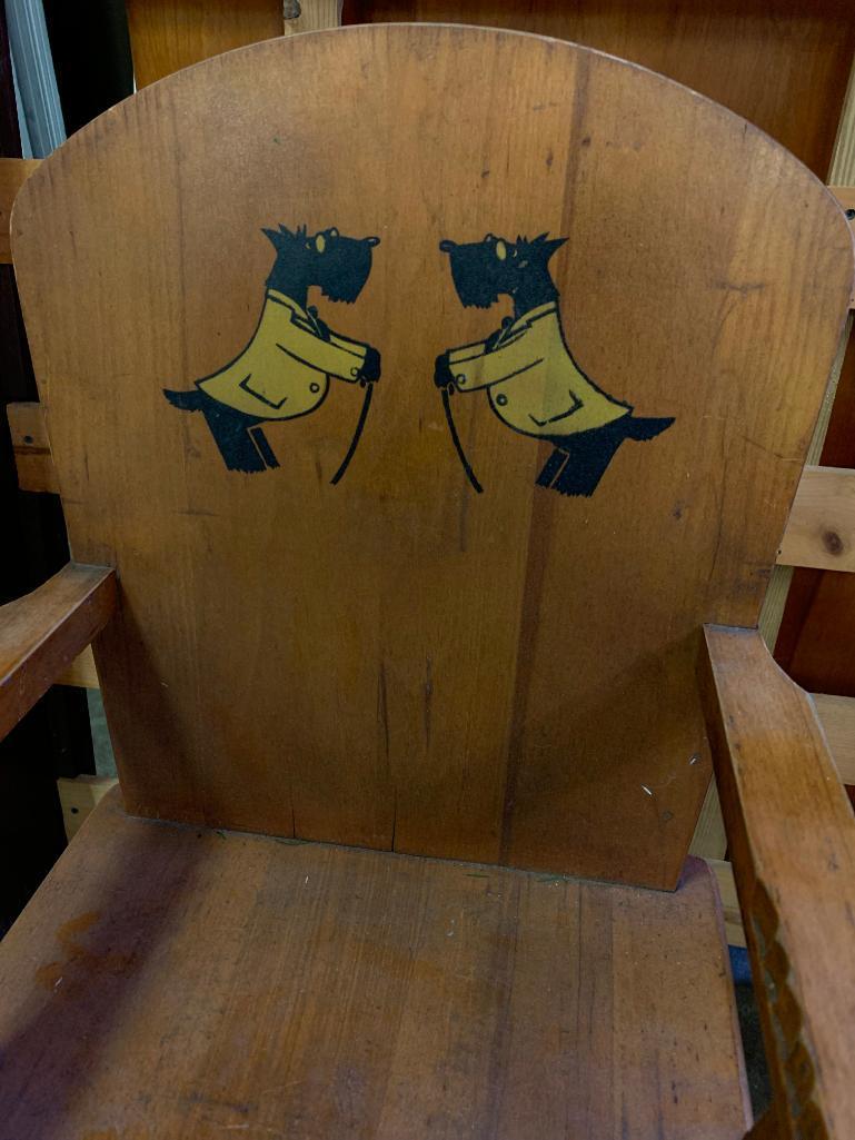 Vintage Childs High Chair w/Scottie Dog Detail. This is 38" Tall
