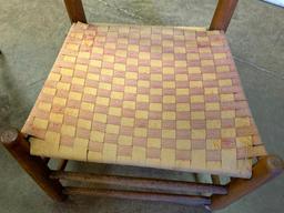 Wood Chair w/Woven Cloth Bottom. This is 35" T x 17" W x 14" D - As Pictured