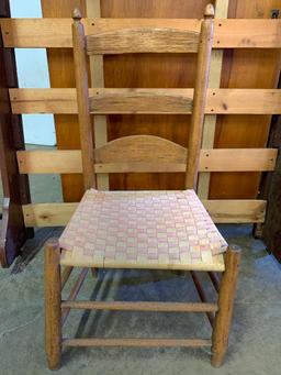 Wood Chair w/Woven Cloth Bottom. This is 35" T x 17" W x 14" D - As Pictured