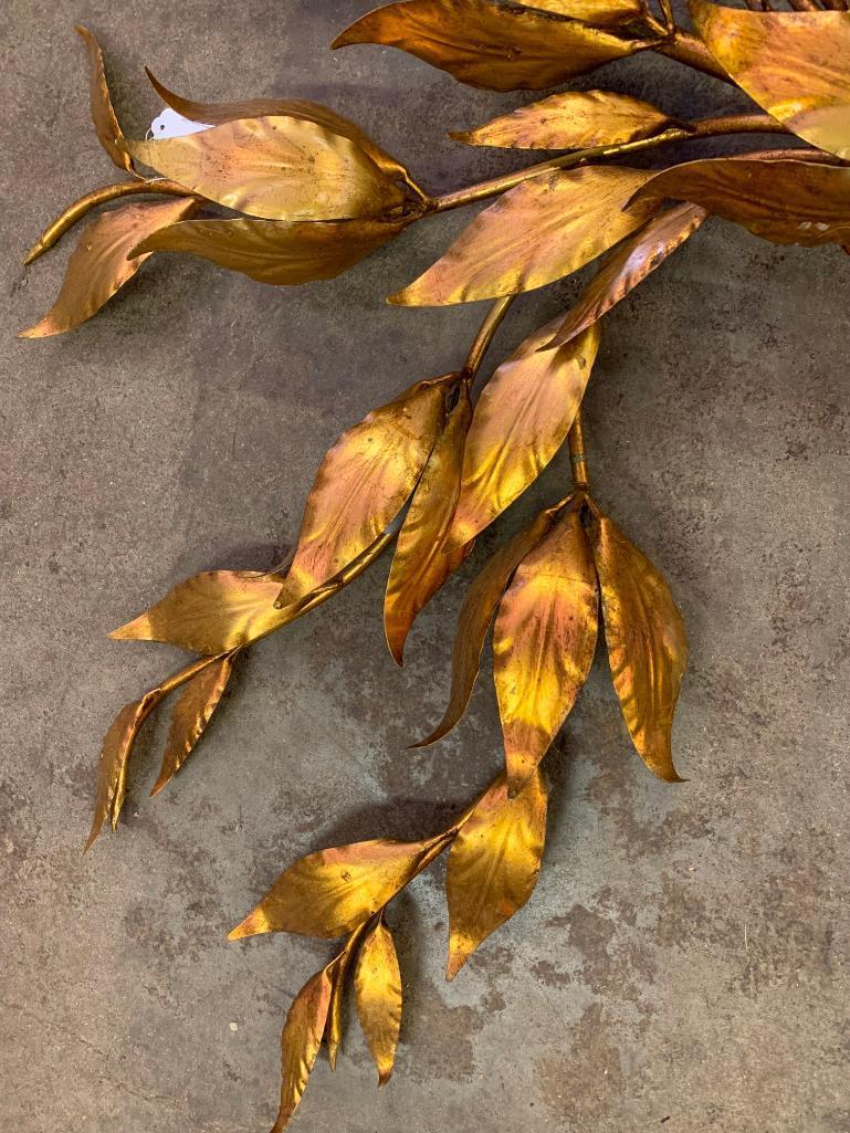 Gold Tone Metal Leaf Wall Mount Accent Lamp. This is 31" T x 56" W - As Pictured