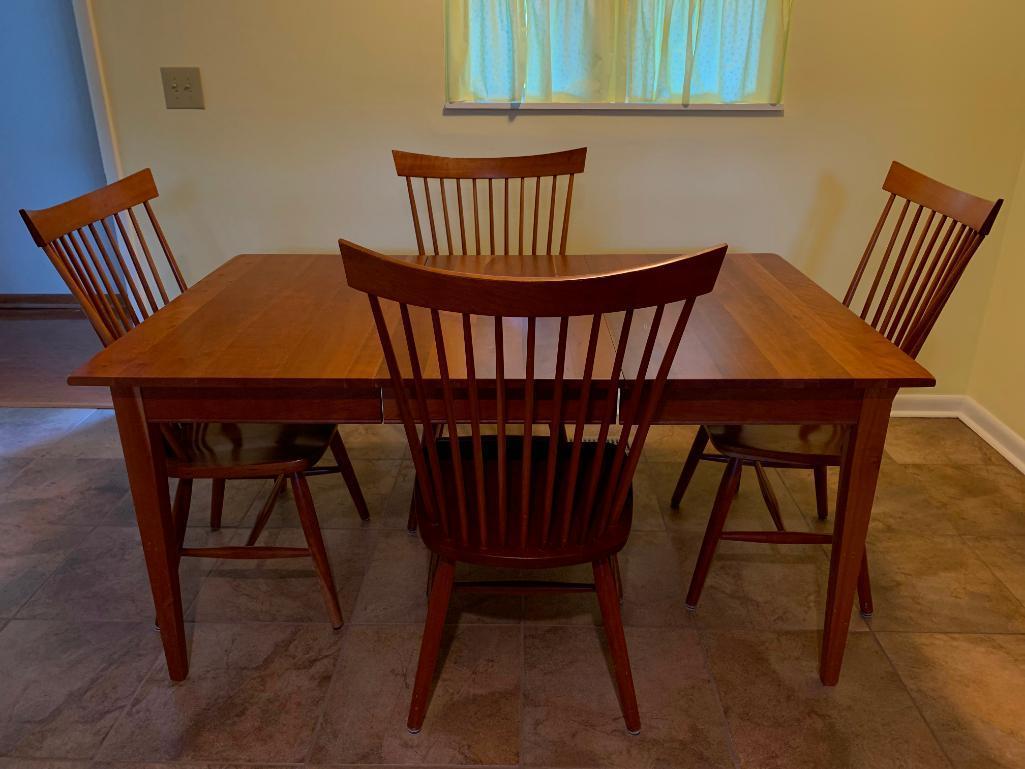 Shaker Style Dining Room Set w/4 Chairs. This is 30" T x 62" L x 38" W. Has Some Scratches from Use