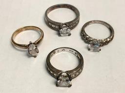Set of 4 Ladies Rings 925 Silver. WT = 13.8 grams