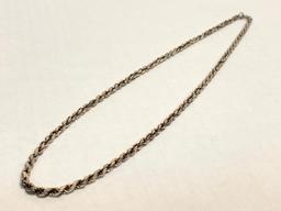 18" 925 Silver Chain Rope Necklace. WT = 15.6 grams