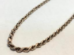 18" 925 Silver Chain Rope Necklace. WT = 15.6 grams