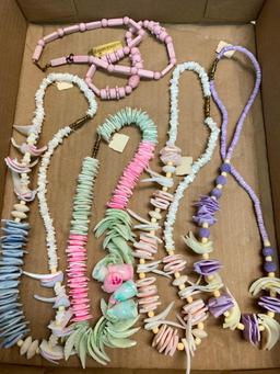 Set of 5 Costume Jewelry Necklaces Made of Shells