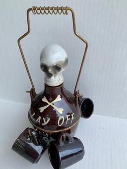 Vintage Ceramic Skeleton Drink Set. This is 7" Tall - As Pictured