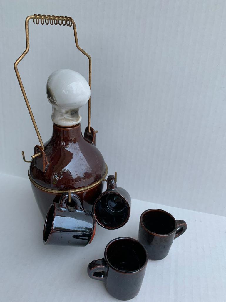 Vintage Ceramic Skeleton Drink Set. This is 7" Tall - As Pictured