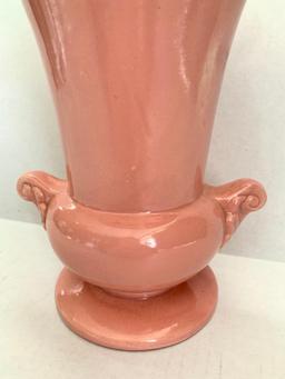 9" Tall Pink Dual Handle Pottery Vase
