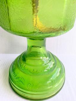 Vintage Green Glass Accent Oil Lamp. Base is 11" Tall