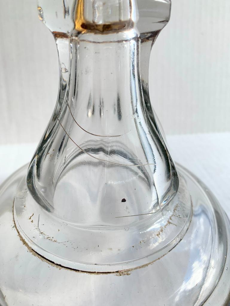Vintage Glass Oil Lamp. Base is 12" Tall
