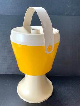 Retro Yellow Plastic Cooler. This is 16" Tall. This has Some Stains from Use