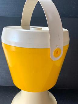 Retro Yellow Plastic Cooler. This is 16" Tall. This has Some Stains from Use