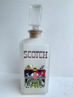 Retro Frosted Glass Scotch Bottle w/Piano Accent. This is 9.5" Tall. This is UnOpened