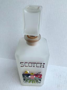 Retro Frosted Glass Scotch Bottle w/Piano Accent. This is 9.5" Tall. This is UnOpened