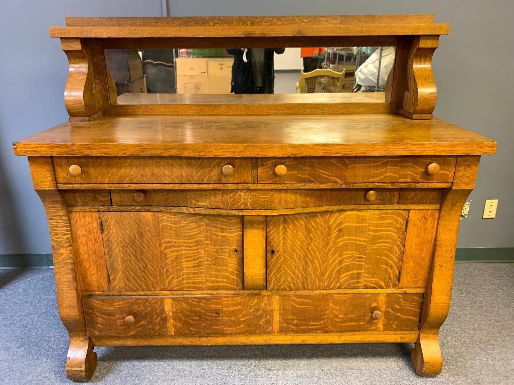 Antique Buffet w/Mirror. This is 56" T x 60.5" W x 23" D