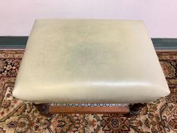 Faux Leather Studded Footstool w/Tin Bottom Shelf. This is 16" T x 21" W x 14" D