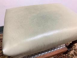 Faux Leather Studded Footstool w/Tin Bottom Shelf. This is 16" T x 21" W x 14" D