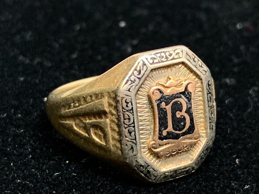 1928 14K Monogram B Class Ring Size 4.75 Weight 7.6g