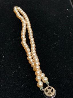 7" Vintage Pearl Bracelet w/Sterling Silver Clasp