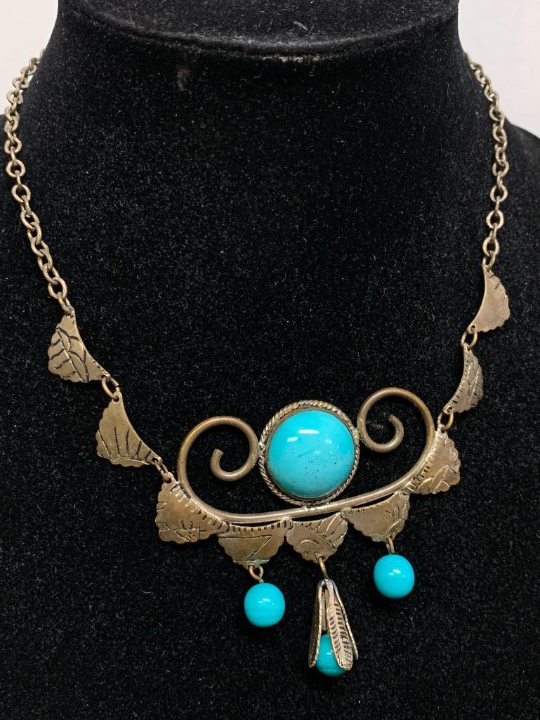 Turquoise Tone & Metal Necklace