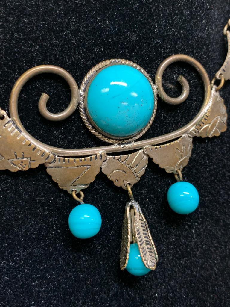 Turquoise Tone & Metal Necklace