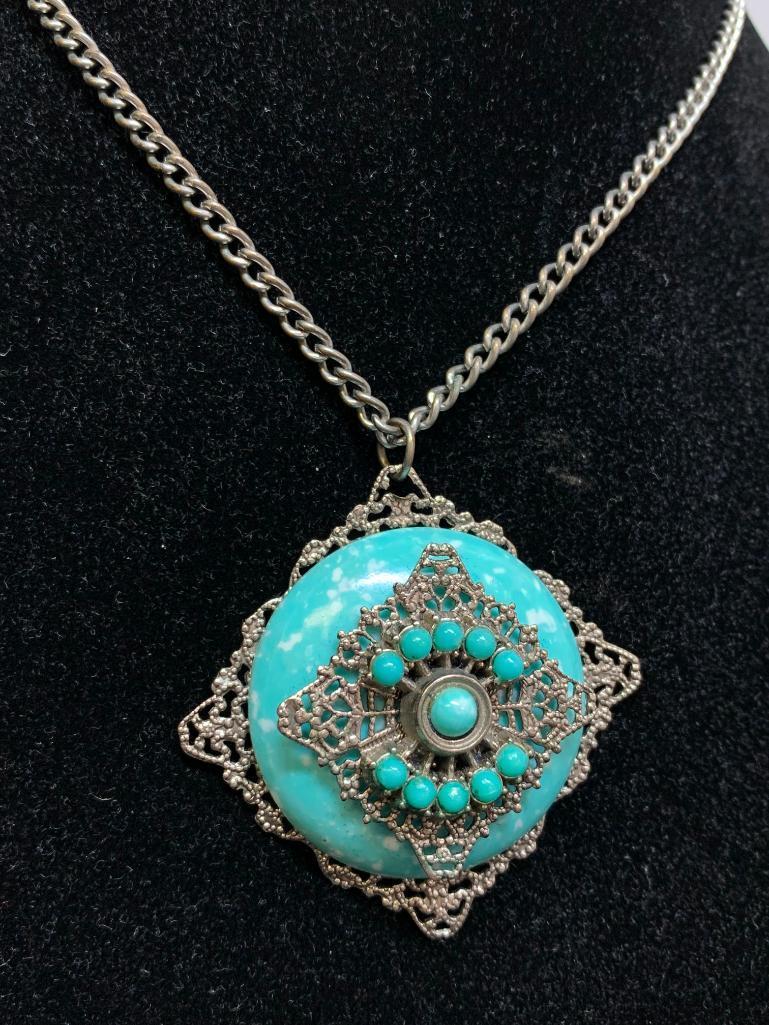 Turquoise Tone & Metal Necklace