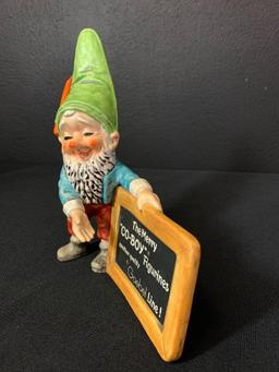 Vintage German Hummel Co-Boy Gnomes "The Merry Co-Boy Figurines" Sign. This is 8" Tall