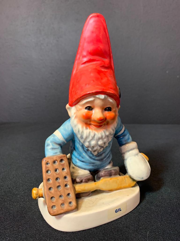 Vintage German Hummel Co-Boy Gnomes "Gil The Hockey Player". This is 8" Tall