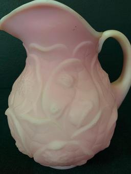 7" Fenton Pink Glass Pitcher w/Applied Handle