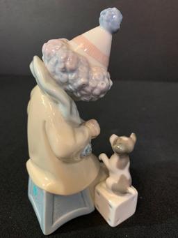 Lladro "Pierrot Playing Concertina" w/Puppy Porcelain Figurine. This is 6" Tall