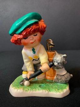 Vintage German Goebel Redhead Figurine "Golfer w/Scottie Dog". This is 5" Tall