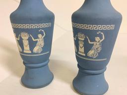 Pair of Greek Style Painted Glass Vases. They are 6" Tall