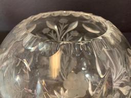 7" T x 7" in Diameter Etched Crystal Vase