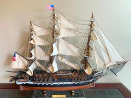 36" x 26" Model Ship "USS Constitution" Replica w/Marble Base Incl Book. This Comes in Two Pieces