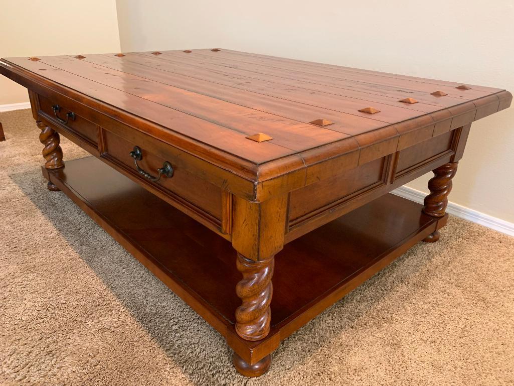 Oversized Wood Coffee Table by Hooker Furniture. This is 20" T x 53" W x 39" D