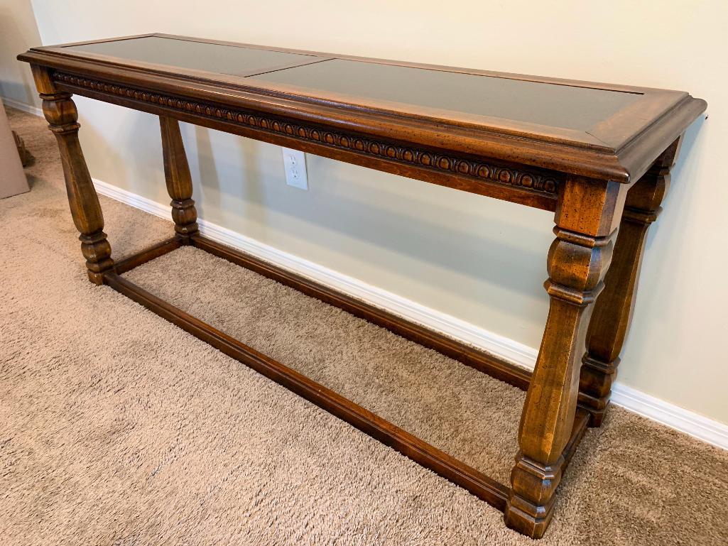 Sofa Table w/Glass Top. This is 26" T x 55" W x 16" D