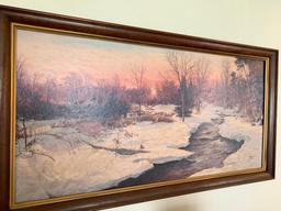 28" x 52" Framed Original Oil on Board by Robert Boares