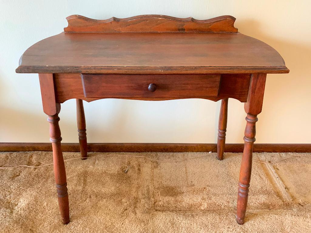 Nice Wood Desk. This is 32" T x 36" W x 18" D. This has Scratches from Use