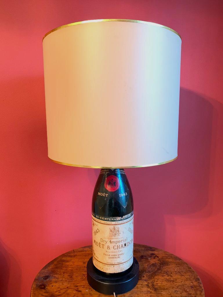 32" Moet Champagne Bottle Lamp w/Shade. Very Unique!