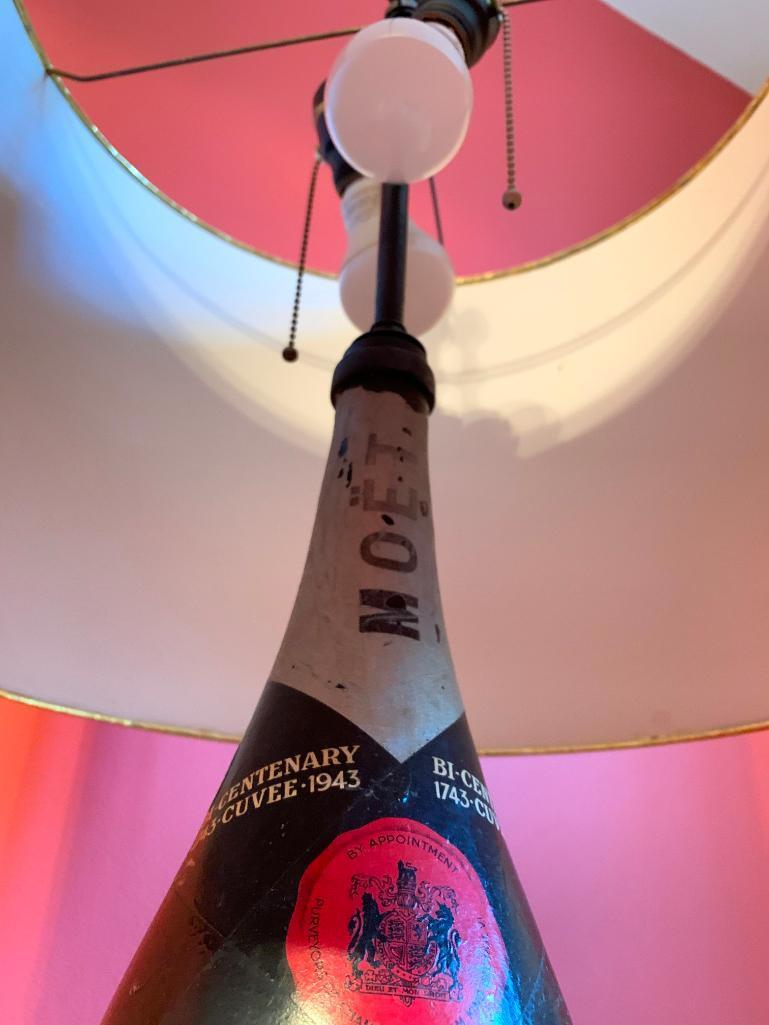 32" Moet Champagne Bottle Lamp w/Shade. Very Unique!