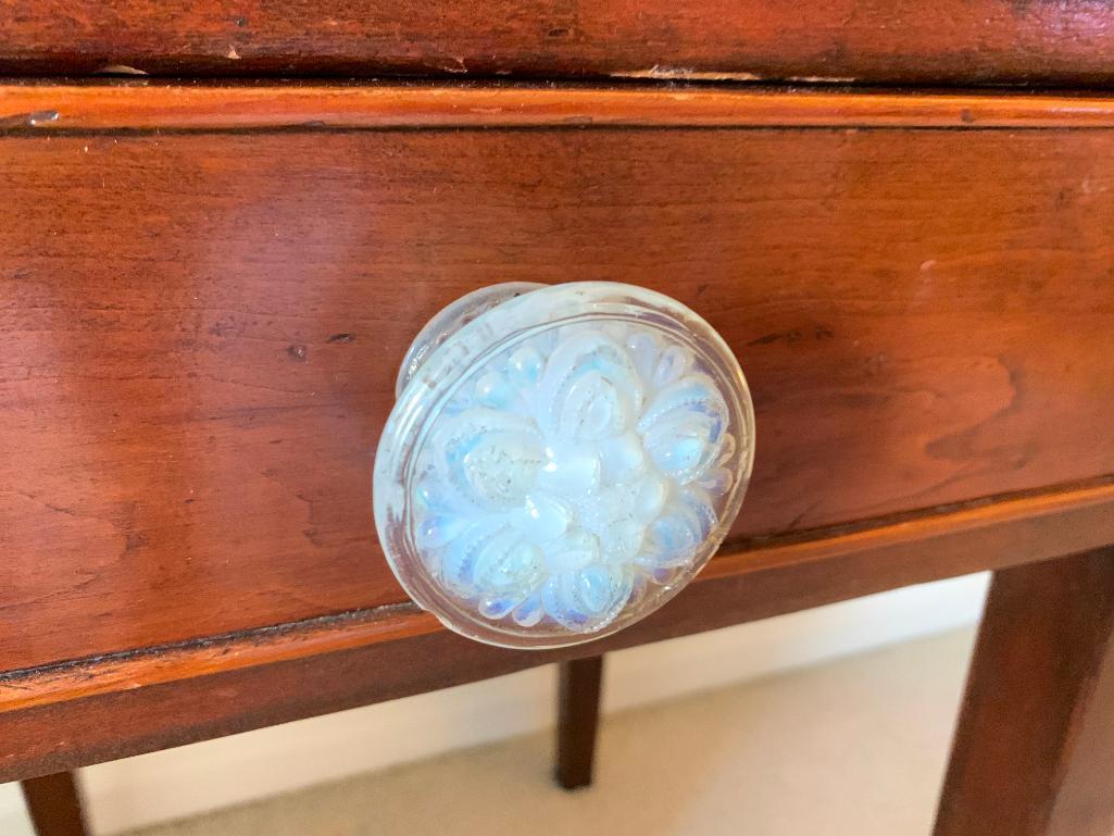 Antique Drop Leaf Table Single Drawer w/Beautiful Glass Knob Detail. This is 28" T x 35" W x 19" D