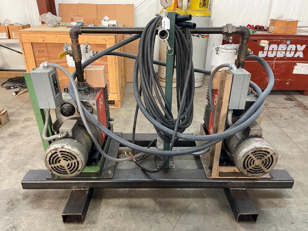 Pair Edwards, E80 Vacuum Pumps in Tandem, Tortal of 120 CFM